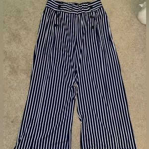 Navy striped spandex flare legging